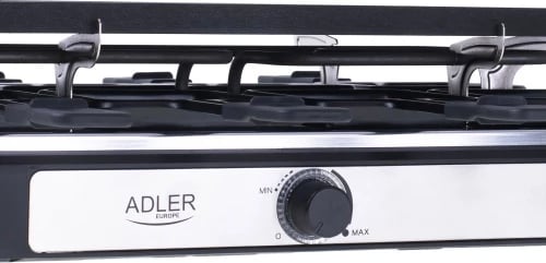 Grill elektrik raclette, Adler AD 6616, 1400W, pjatë 42x23cm, dyanshe jo-ngjitëse, 8 tiganë + 8 shpatulla druri, e zezë