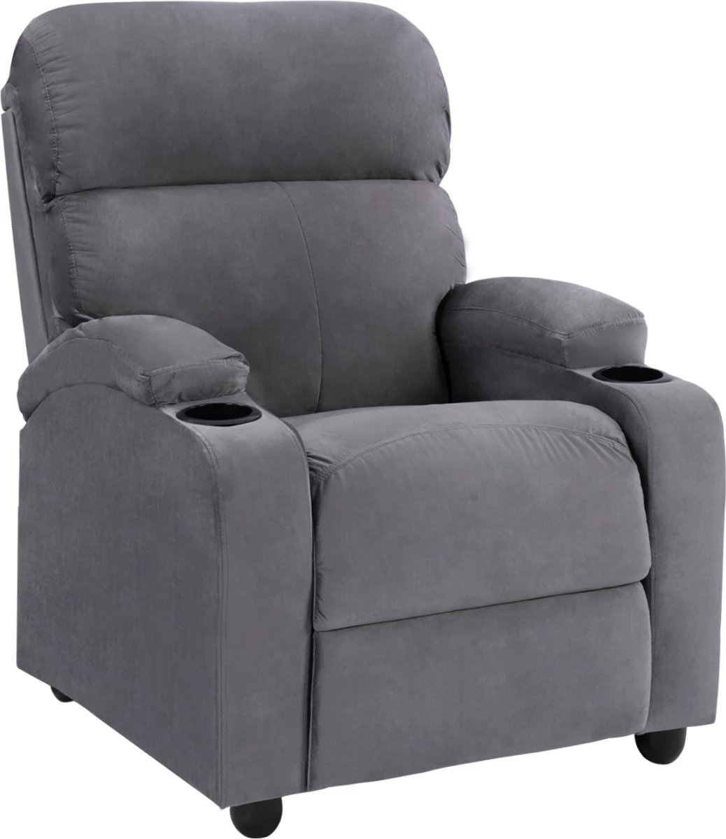 Fotel RELAX me mekanizëm shtrirjeje, kadife gri, FH0122.10, 80x92-168x102 cm