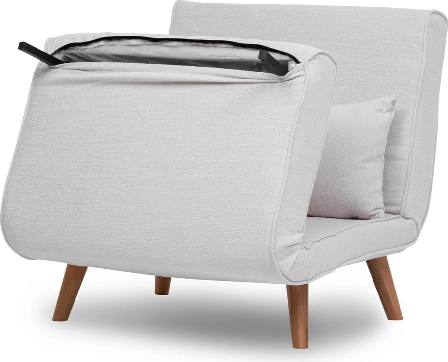 Krevat-karrige një vendi Atelier del Sofa, Folde Single, material teddy, e bardhë