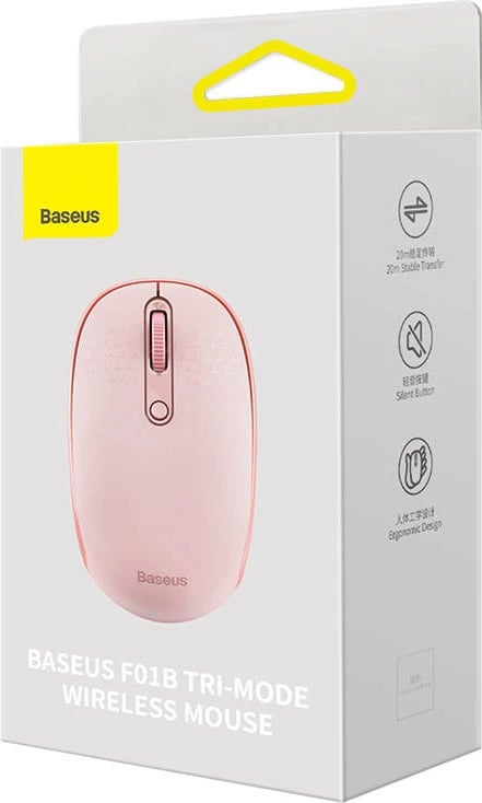 Maus wireless Baseus F01B Tri-mode, 1600 DPI, rozë