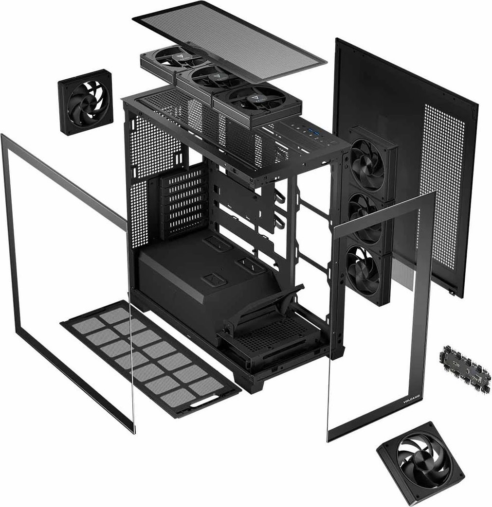 Kasë MODECOM STELLAR 8F ARGB, Midi Tower, e zezë Kasë MODECOM STELLAR 8F ARGB, Midi Tower, e zezë