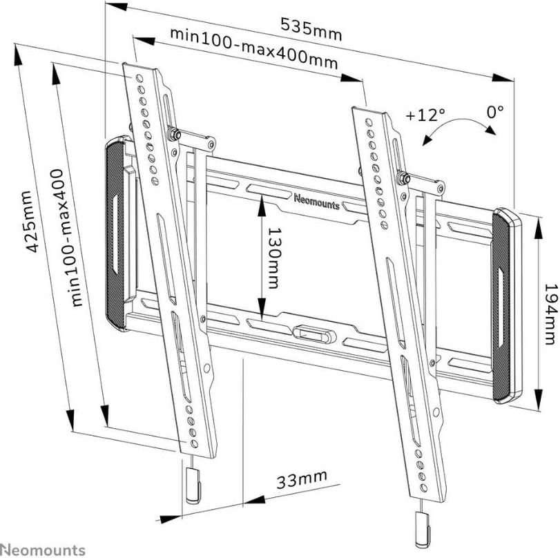 Mbajtës muri Neomounts WL35-550BL14 për TV/monitor, 32-65 inç, Metal, i zi