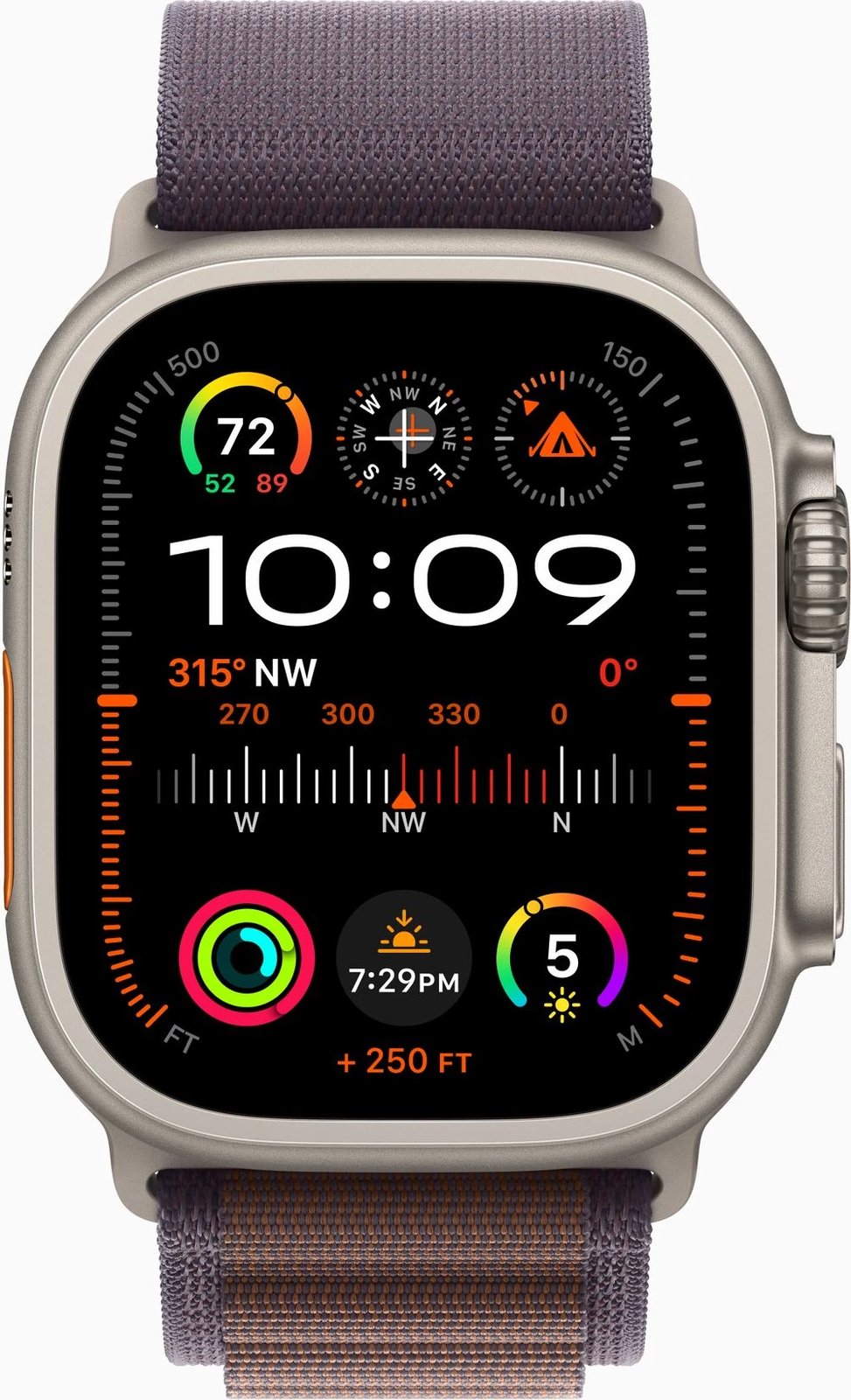 Apple Watch Ultra2 Cellular, 49mm Titanium Case w Indigo Alpine Loop - Medium