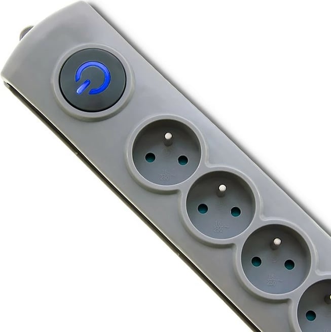 Kasë Qoltec 50166 me 6 dalje, Quick Switch, 3m, Gri