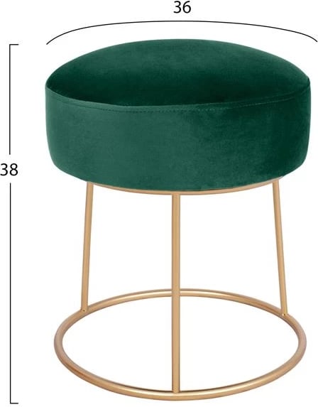 Karrige për bar Karlo FH8411.03, ngjyrë jeshile selvi, kadife, me bazë ari, 36x38 h cm