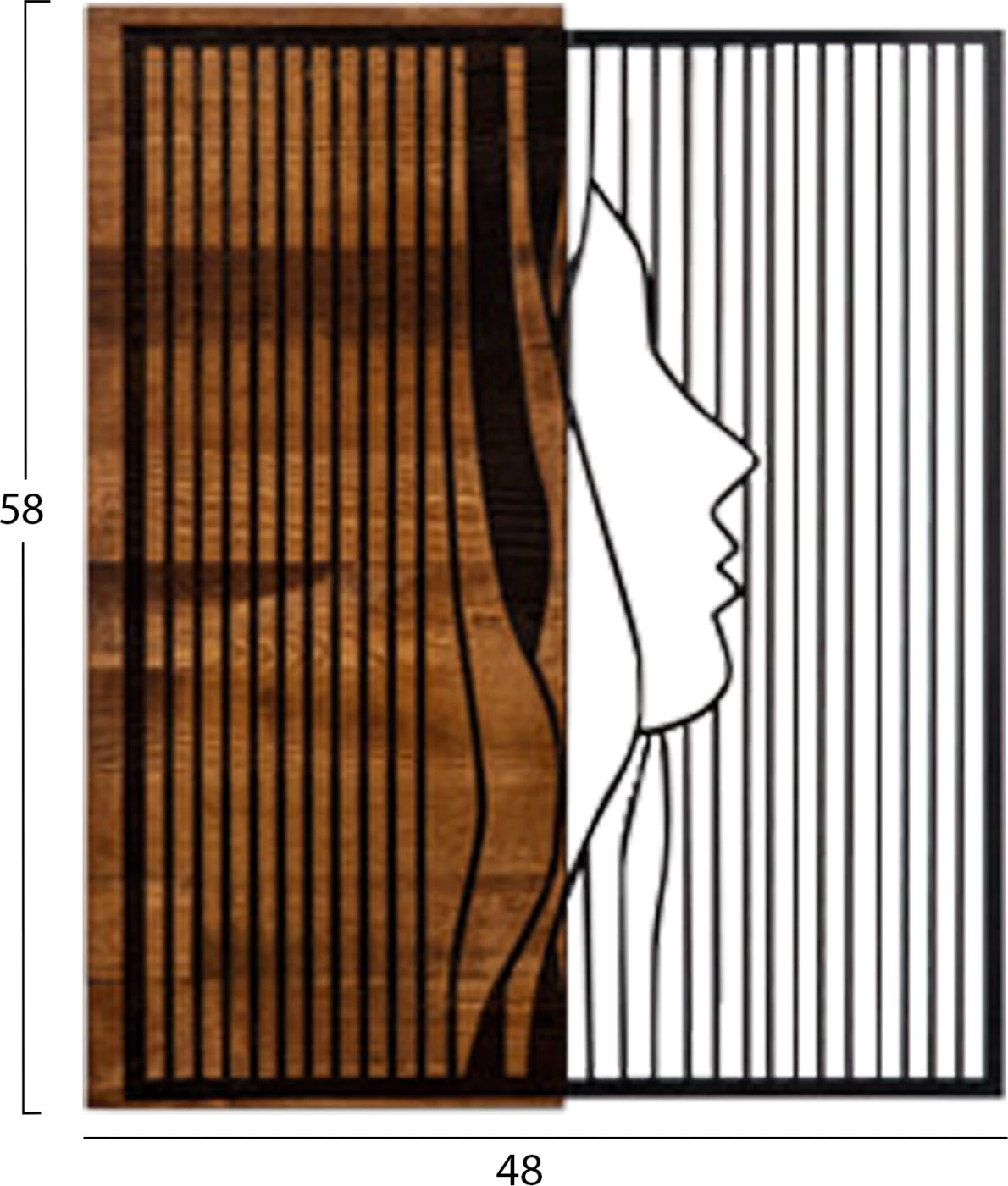 Dekor muri profil gruaje, metal i zi, dru natyral, FH4801, 48x3x58cm
