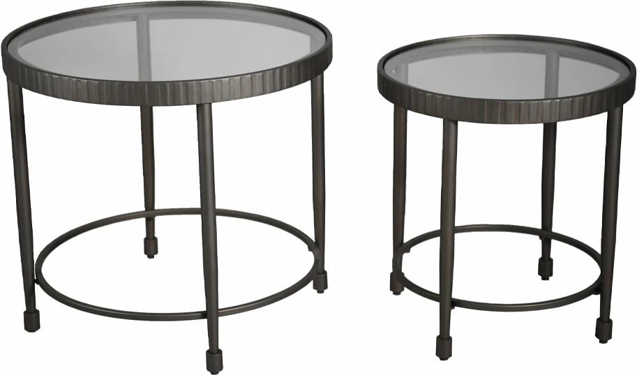 Set tavolinash anësore Granaz, 2 copë, ngjyrë gunmetal, 65x65x60