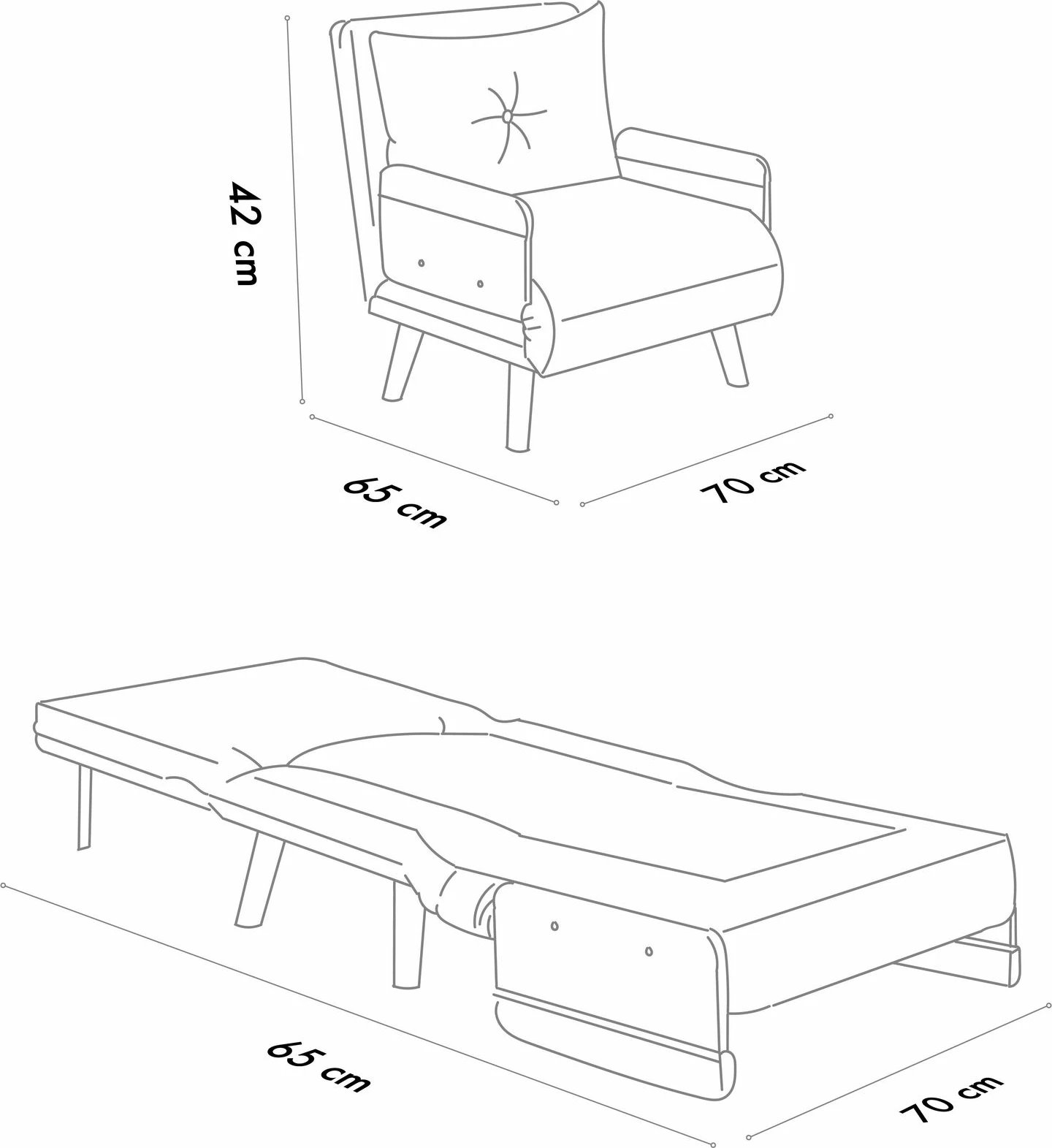 Krevate-karrige një vendës Cosmo, ngjyrë mustardë, Atelier del Sofa