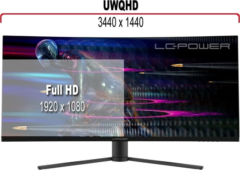 Monitor LC-Power LC-M34-UWQHD-165-C, 34", UltraWide Quad HD, i zi, i kuq