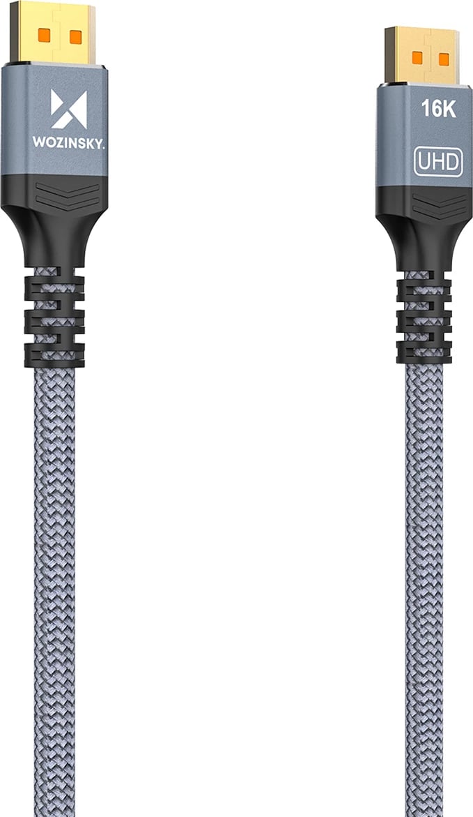 Kabllo DisplayPort 2.1, Wozinsky, WPS-16AYL2S, 80 Gb/s, 16K@60Hz, 2 m, gri