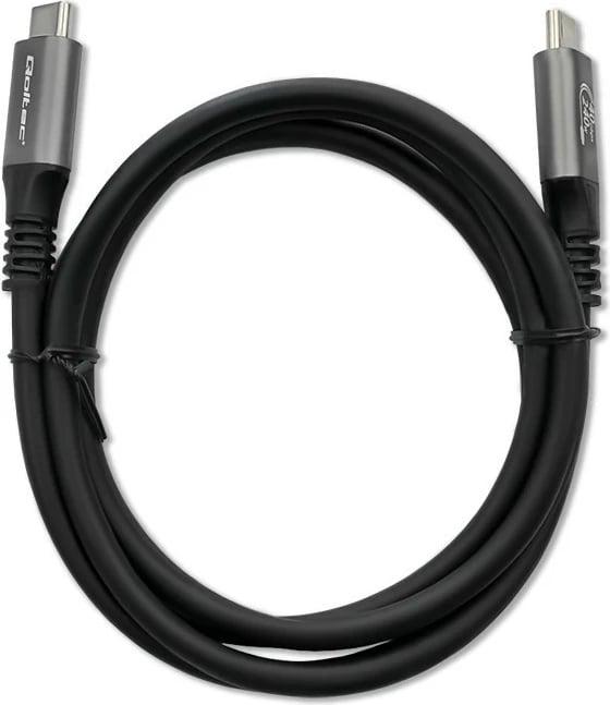 Kabllo USB4 Qoltec 50669, 1m, 240W, Thunderbolt 3/4, 40Gb/s, e zezë