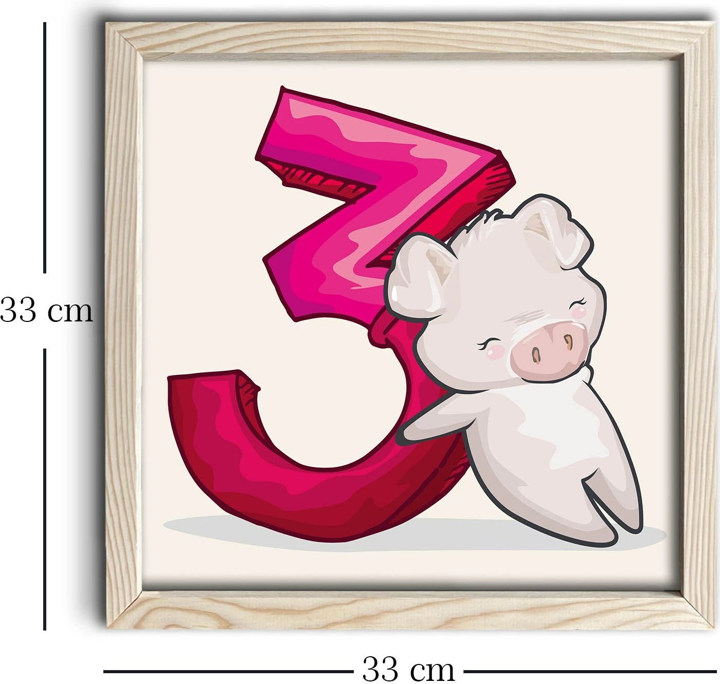 Pikturë dekorative me kornizë, MDF, Wallity, rozë dhe e bardhë, 33x33cm