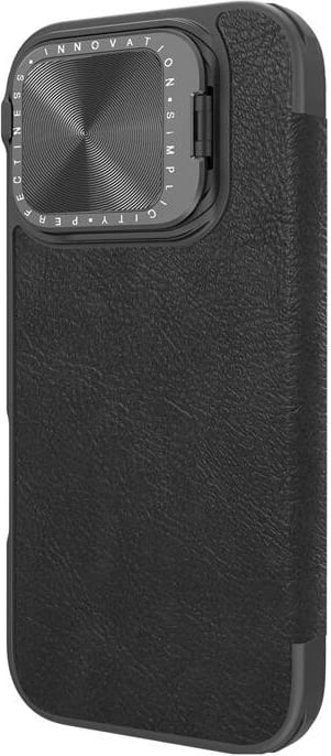 Mbështjellës Nillkin Qin Prop Leather për iPhone 16, i zi