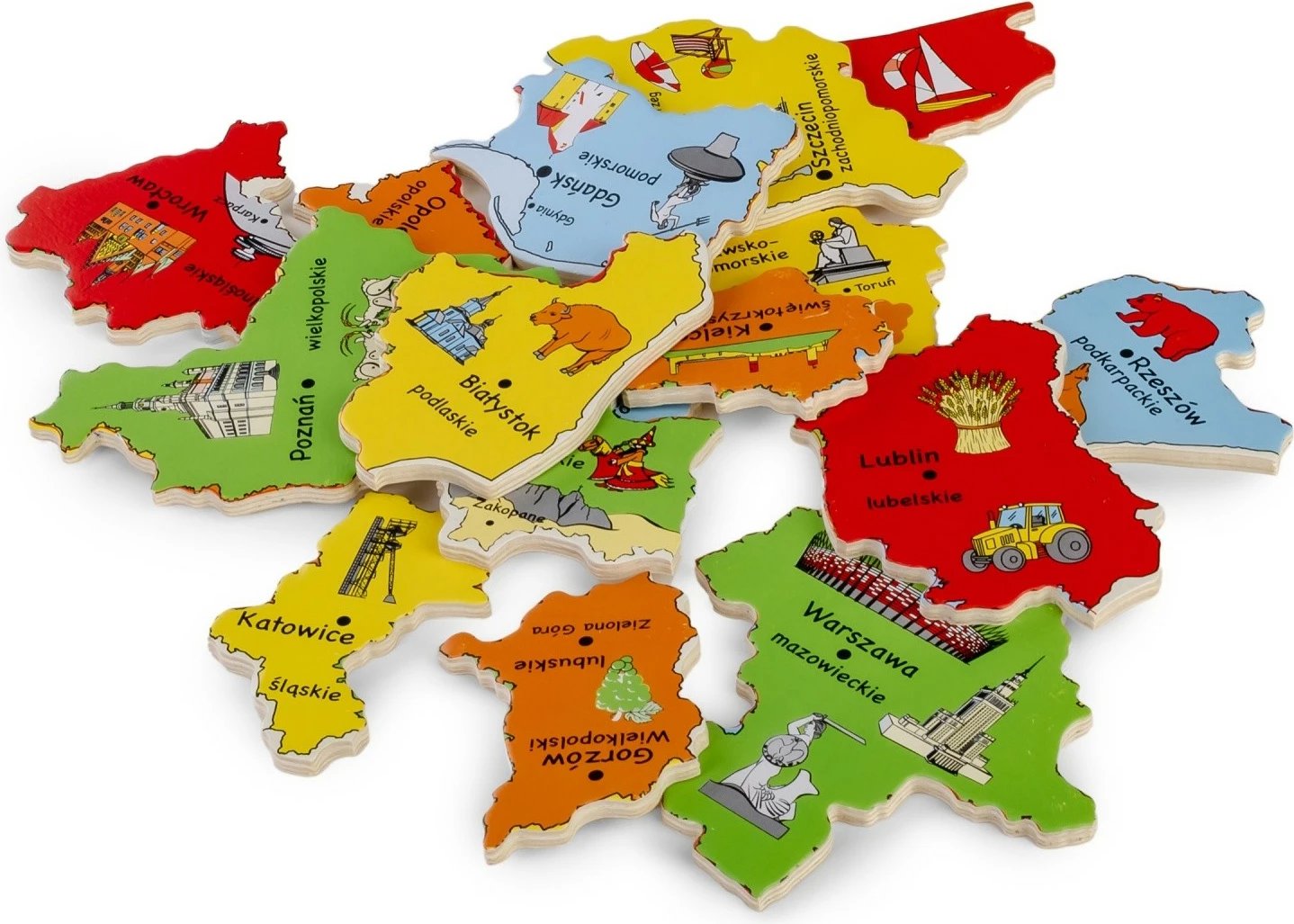 Puzzle druri Daffi D-100, Harta e Polonisë, 16 pjesë, shumëngjyrëshe