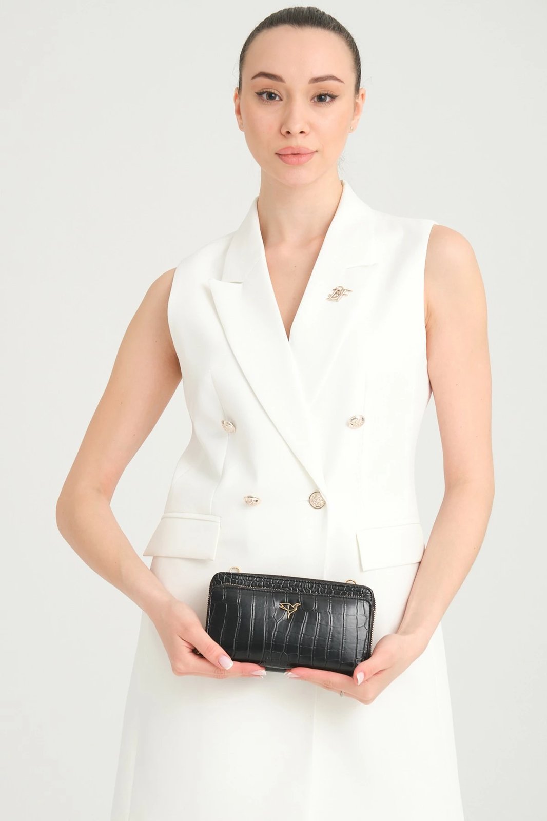 Portofol për gra Zoozie Bags, lëkurë PU, ngjyrë e zezë, model lizard