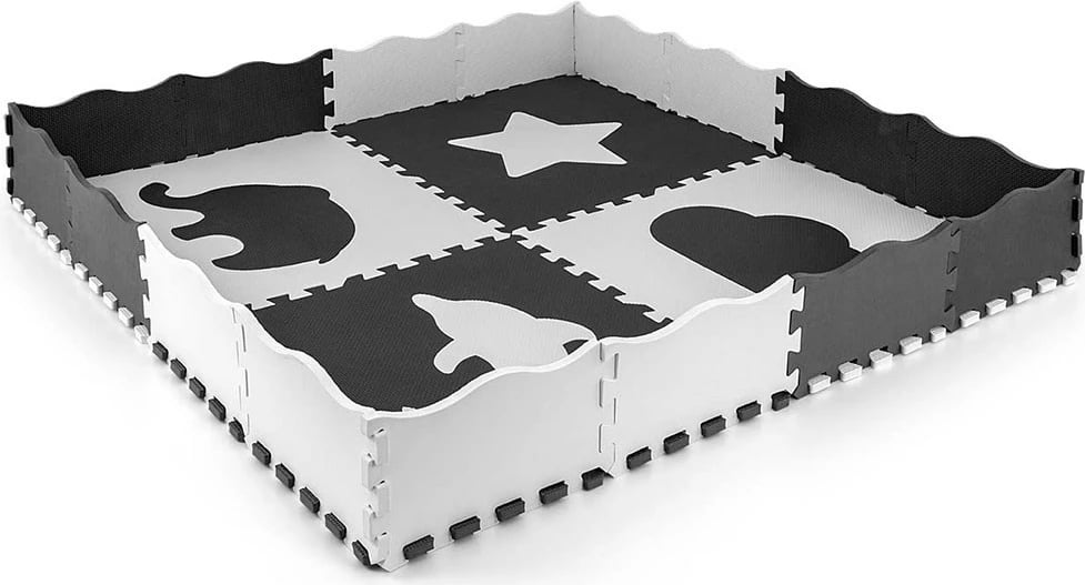 Tapet puzzle prej shkumës, Milly Mally Jolly 2x2, 148.5 x 148.5 cm, trashësi 1.2 cm, 24 copë, gri