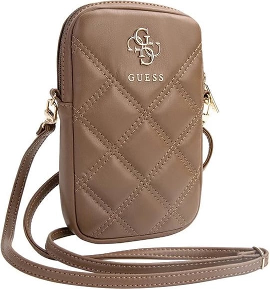 Mbështjellës telefon Guess Zip Quilted 4G, kafe