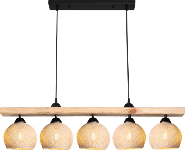 Llambë tavani pesë-dritëshe Salote E27, ngjyrë kafe-krem, 100x18x24cm