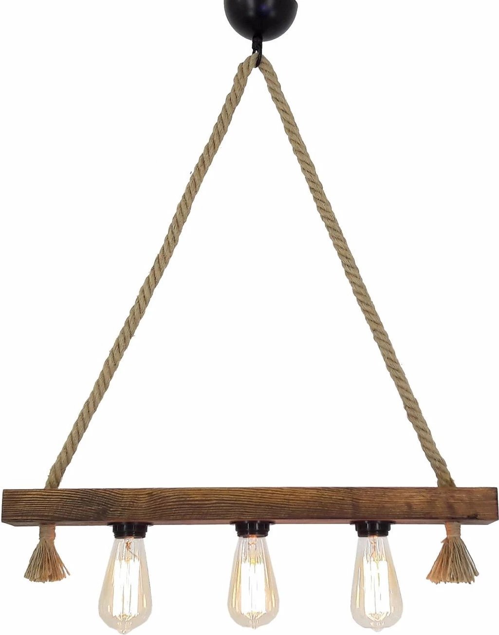 Llambë tavani Opviq, dru i fortë pishe, litar jute, ngjyrë arre, Kütük Halat 2