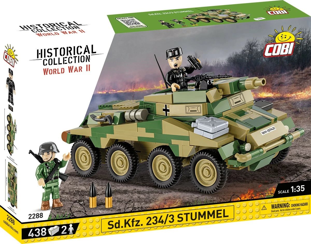 Set ndërtimi Cobi Klocki Historical Collection Sd.Kfz. 234/3 Stummel, 438 pjesë, me 2 figura, kamuflazh