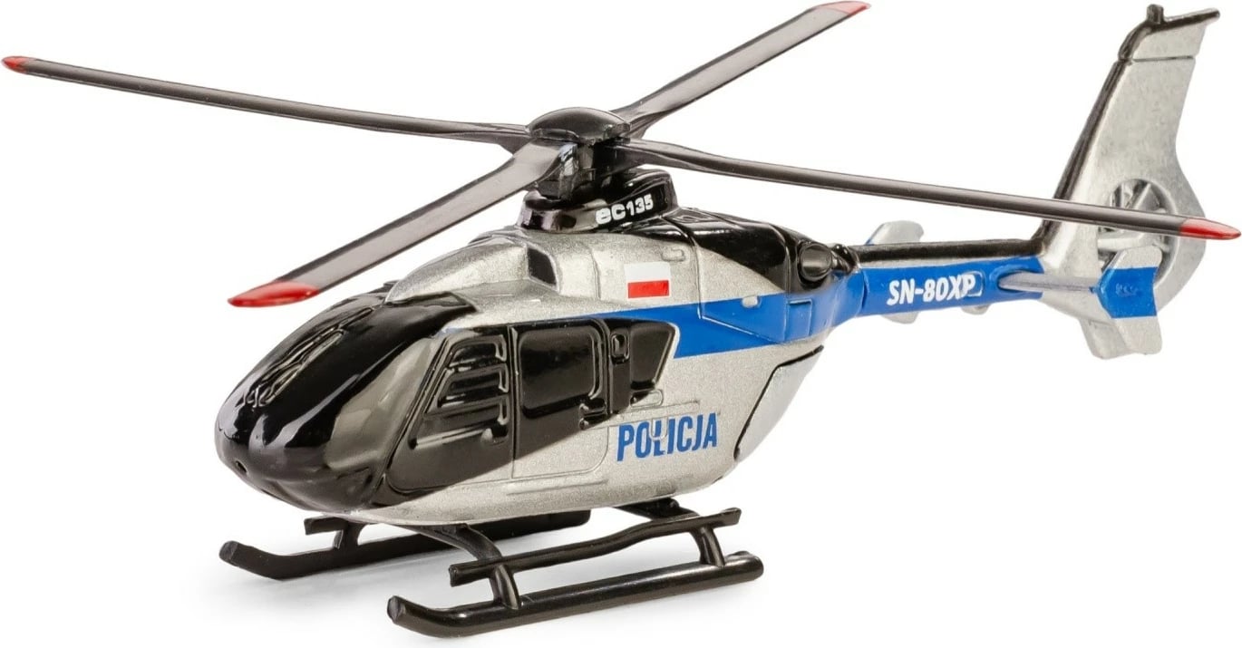 Helikopter lodër Daffi Airbus H135, model policie, 1:100, Blu/Argjend Helikopter lodër Daffi Airbus H135, model policie, 1:100, Blu/Argjend