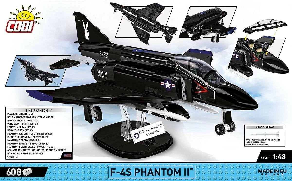 Set blloqe Cobi F-4S Phantom II, 608 pjesë, i zi