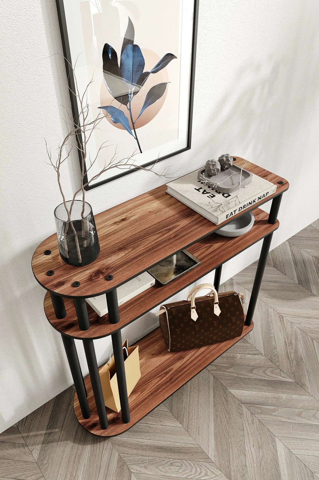 Komodë dekorative Skye, ngjyrë arre, Caprio