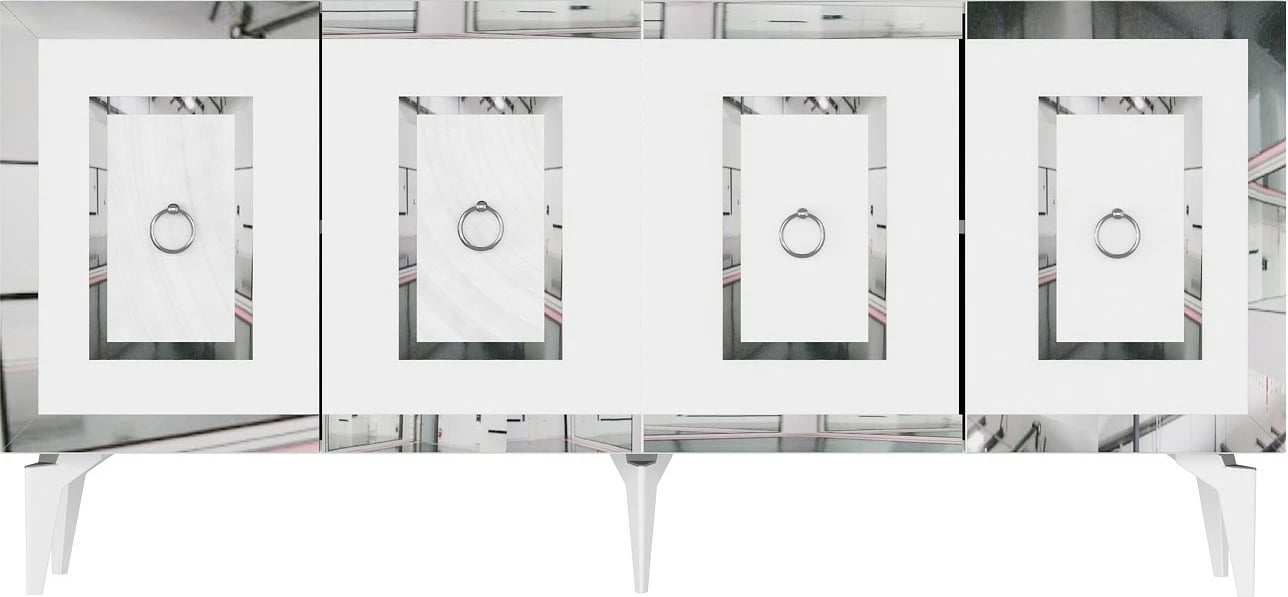 Konsol Skye Decor, e bardhë, argjend