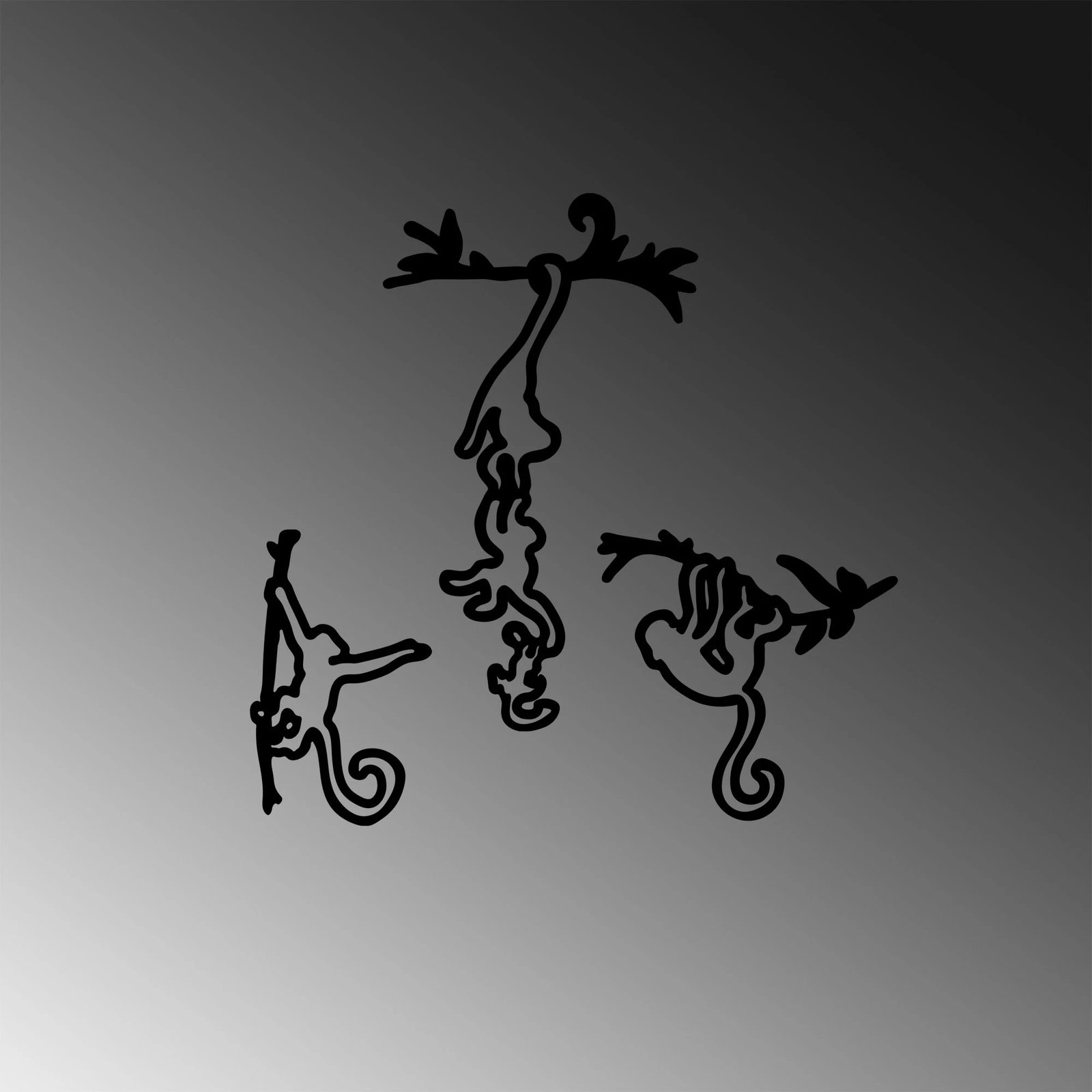 Aksesor dekorativ metalik për mur, majmunë të llastuar, Wallity - 299