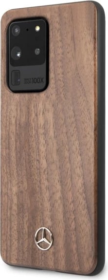 Mbështjellës Mercedes Wood Line Walnut për Samsung Galaxy S20 Ultra, kafe