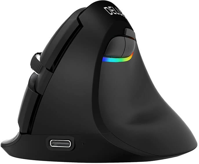 Maus vertikal Delux M618 Mini Jet black, wireless, 4000 DPI, RGB, i zi