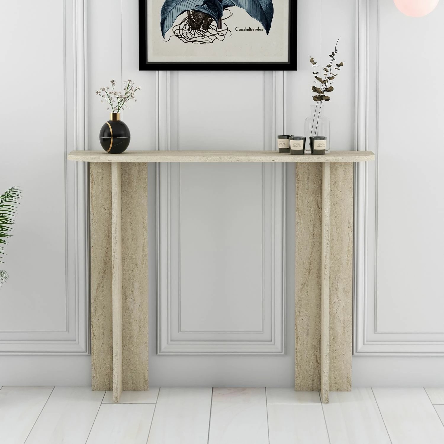 Tavolinë grimi, ngjyrë travertin, Skye Decor, Modena