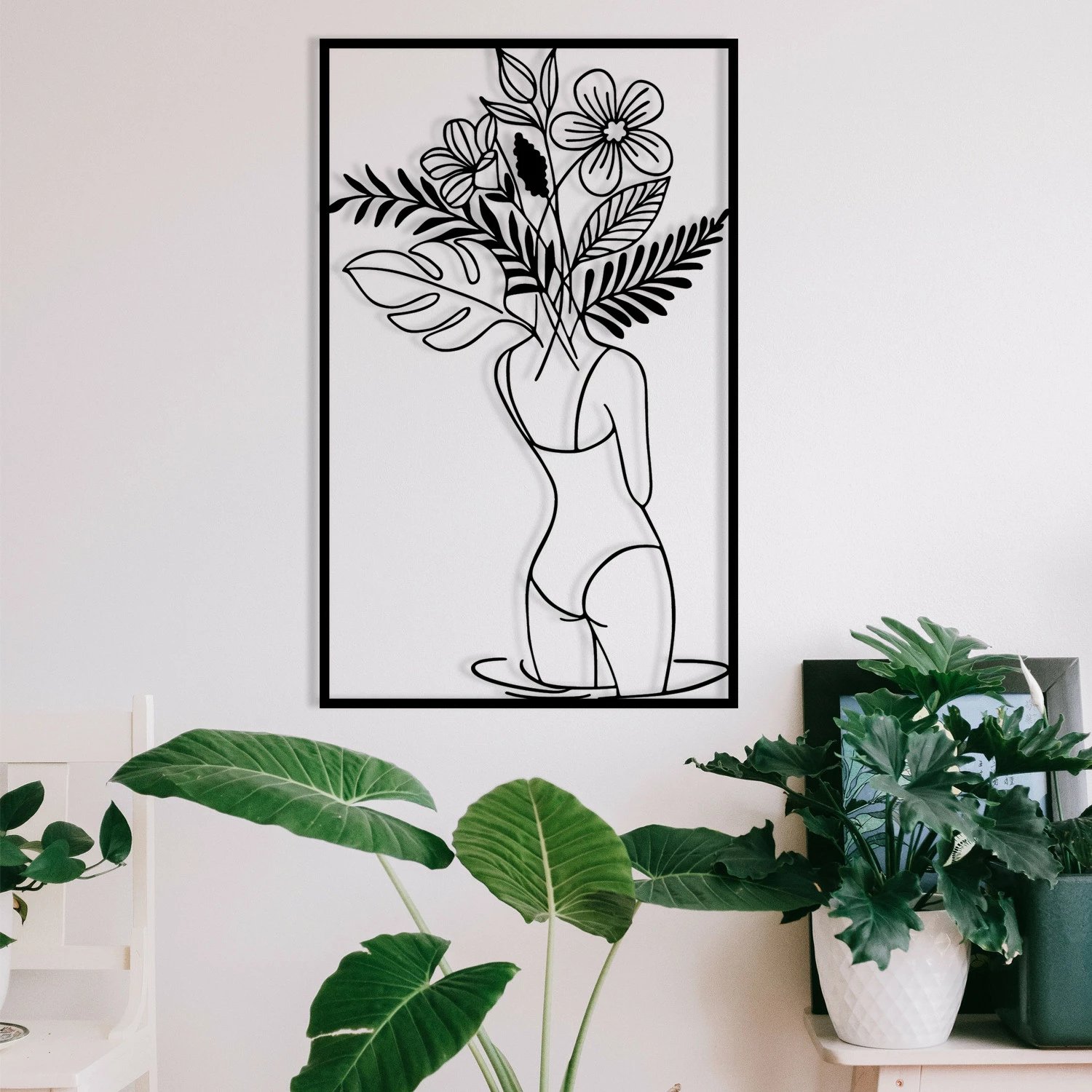 Aksesor dekorativ metalik për mur, Wallity, Gupse, ngjyrë e zezë, 38x61cm