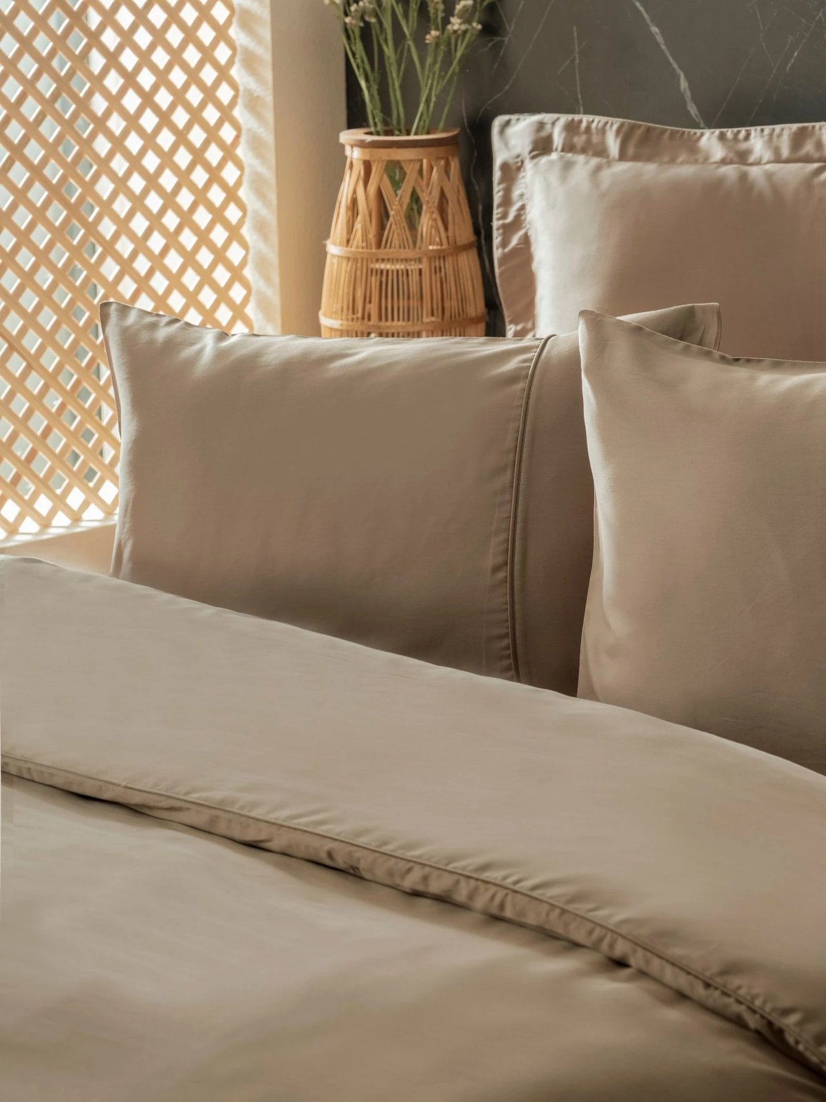 Set mbulesë për jorgan dopio, L'essentiel, ngjyrë bezhë, material lyocell-pambuk