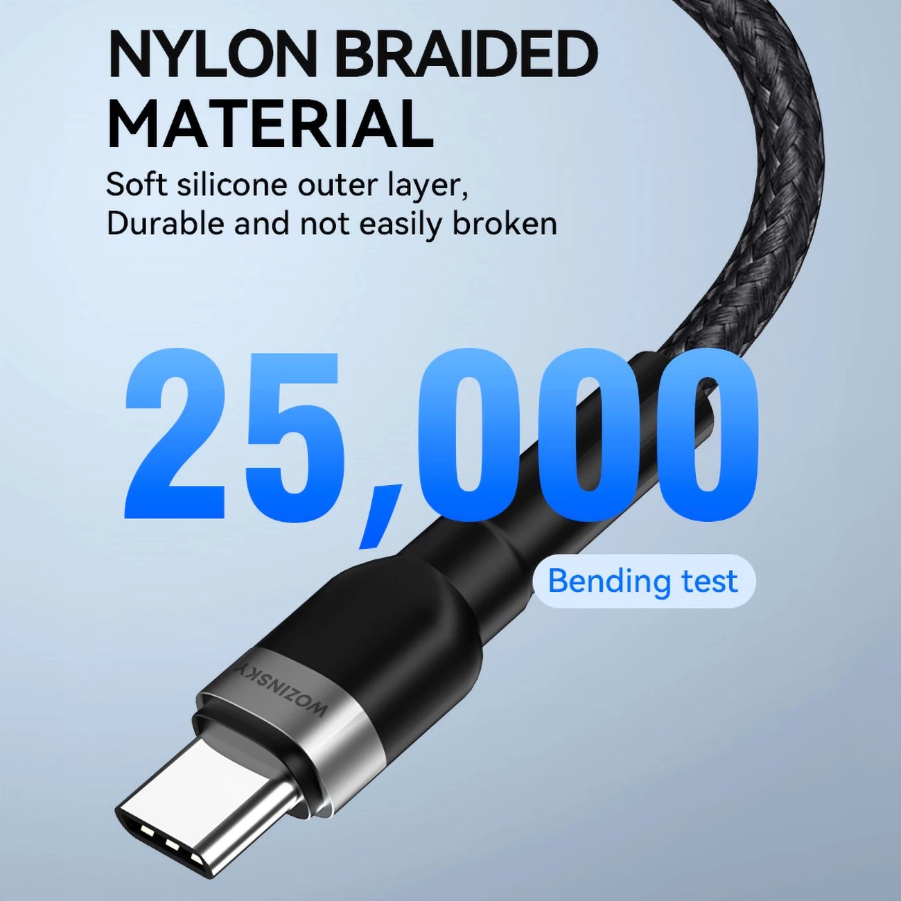 Kabllo USB-C në USB-C Wozinsky WNBCC1, 1m, 65W, najlon, e zezë