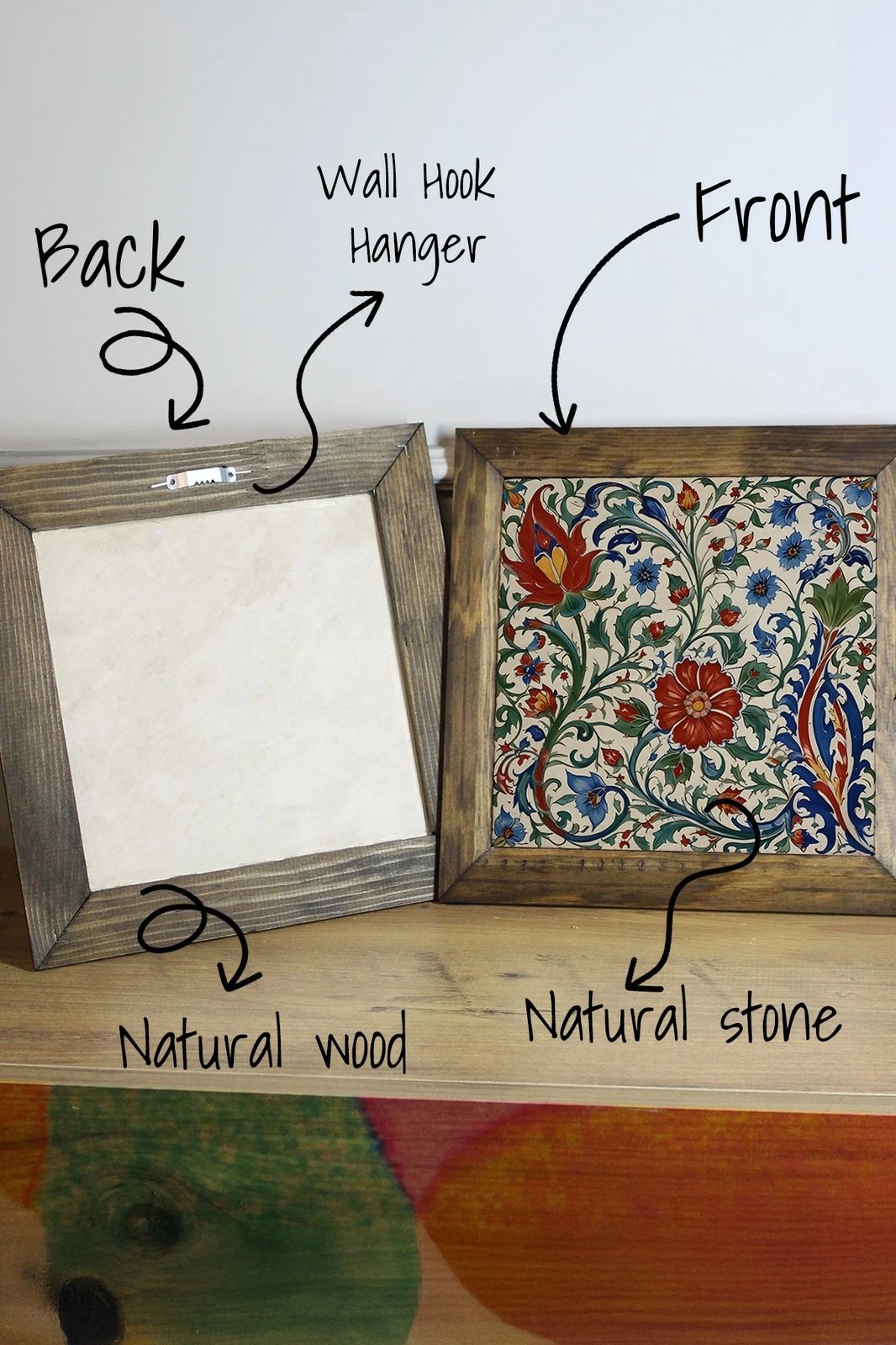 Pikturë dekorative me kornizë, shumëngjyrëshe, Ersytastablo38 - 16, 15.5x15.5cm