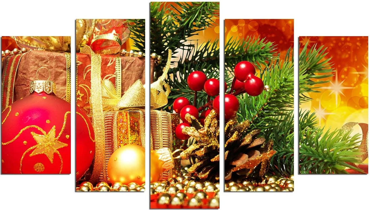 Pikturë dekorative MDF, 5 pjesë, Wallity, 5PMDFNOEL-2