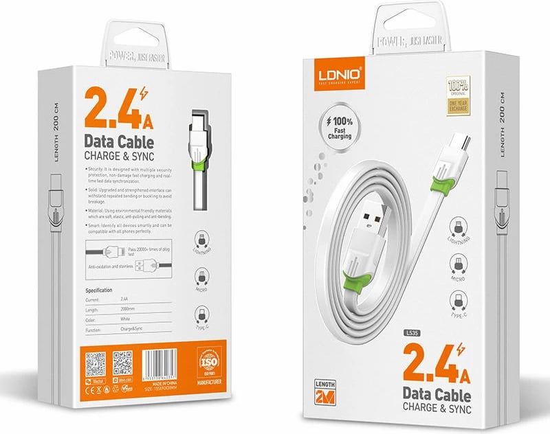 Kabllo E Karikimit LDNIO LS35 (Bardhë) Kabllo E Karikimit LDNIO LS35 (Bardhë)