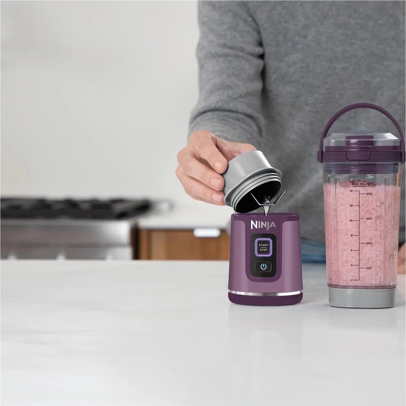 Blender portabil Ninja BC151, 0.53L, USB-C, fiolet