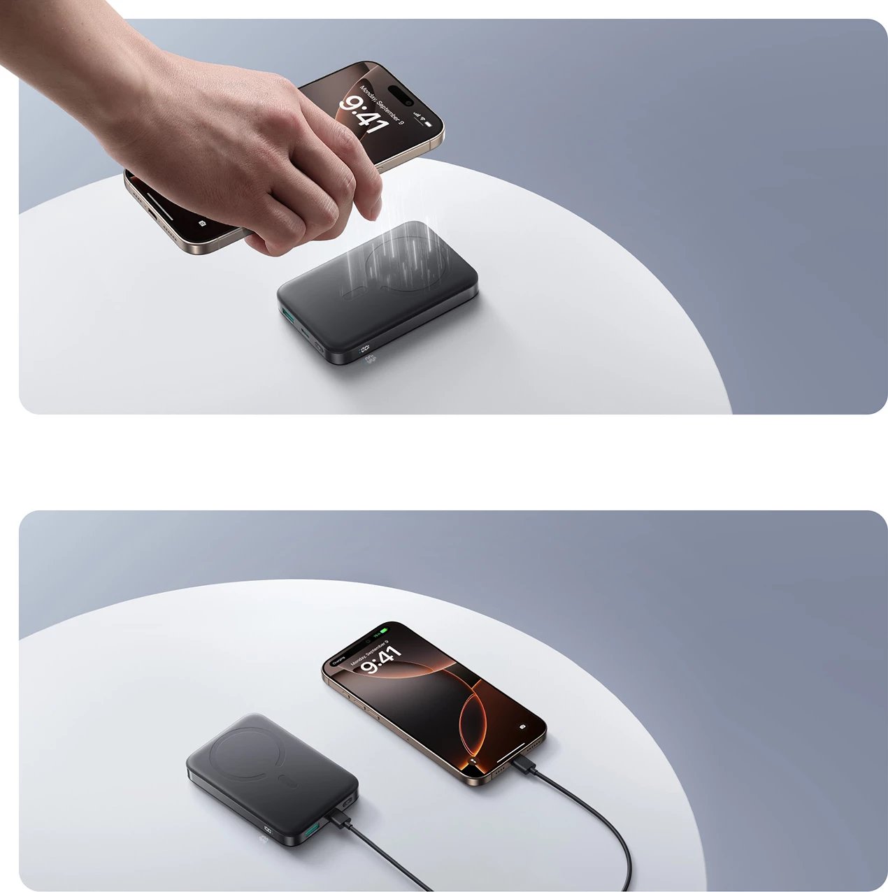 Powerbank Joyroom JR-PBM12, 10000mAh, 22.5W, MagSafe, Qi2, me ring base, e zezë