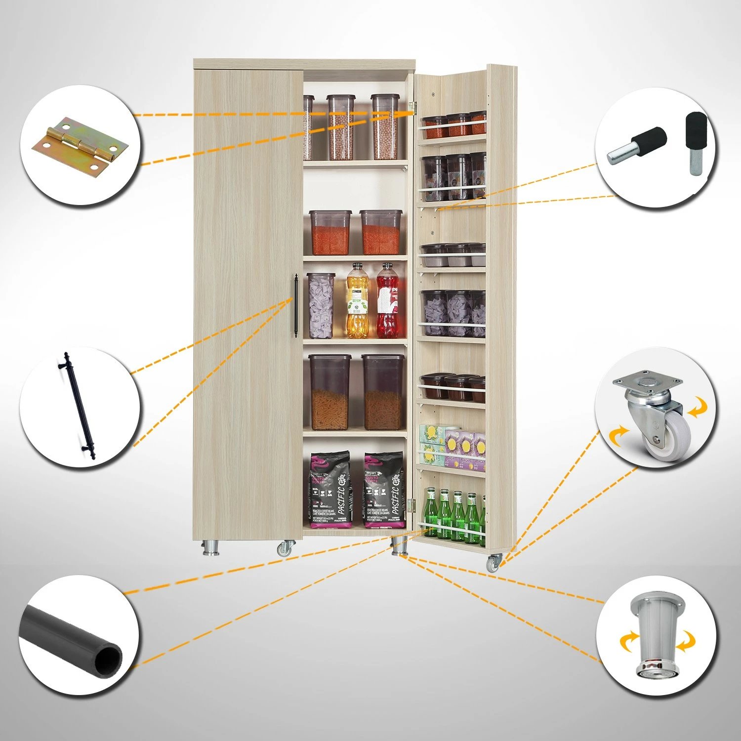 Dollap multifunksional, ngjyrë lisi e çelët, Hanah Home Guzzo