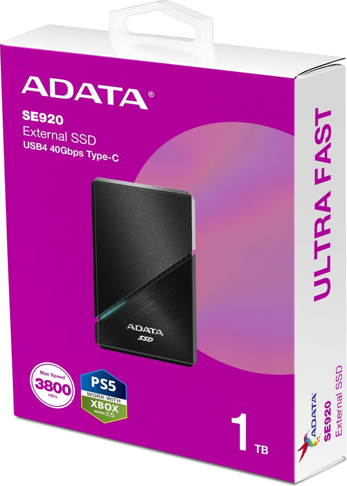 SSD i jashtëm ADATA SE920 1TB, USB 3.2, Thunderbolt 4, i zi