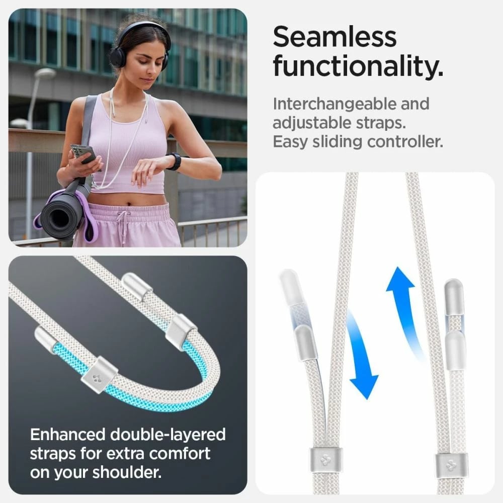 Set litarë universal Spigen me varëse dhe ConTag, i bardhë