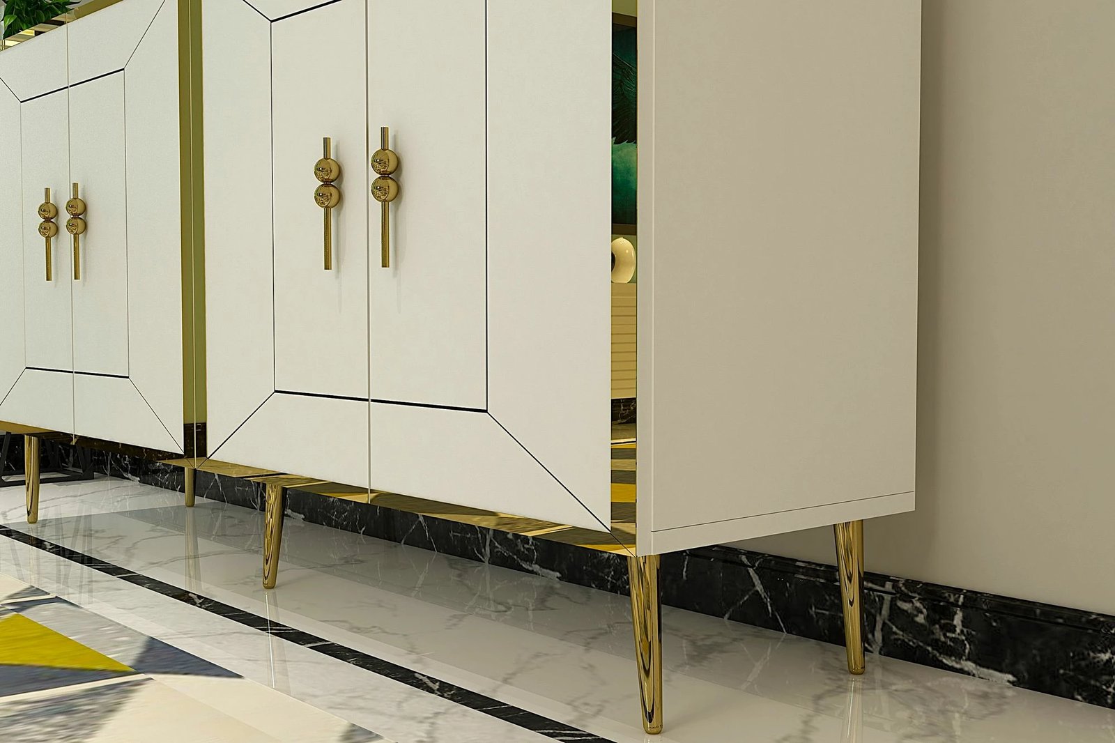 Konsol Skye Decor, Arno KB150, e bardhë, e artë