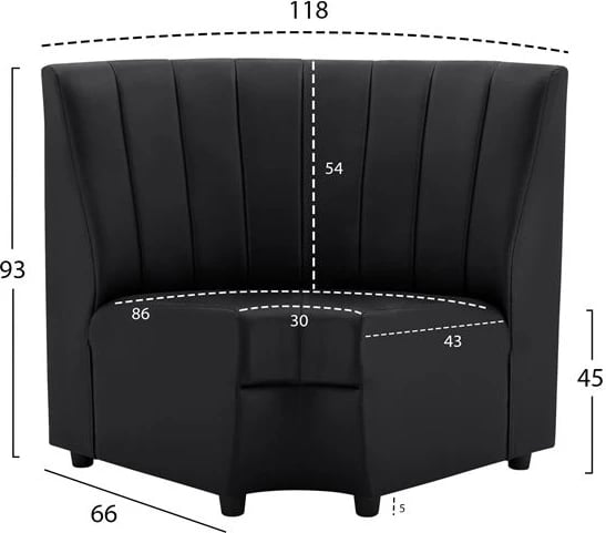 Njësi qoshe për divan, Landon FH3163.01, Pu e zezë, 118x66x93 cm