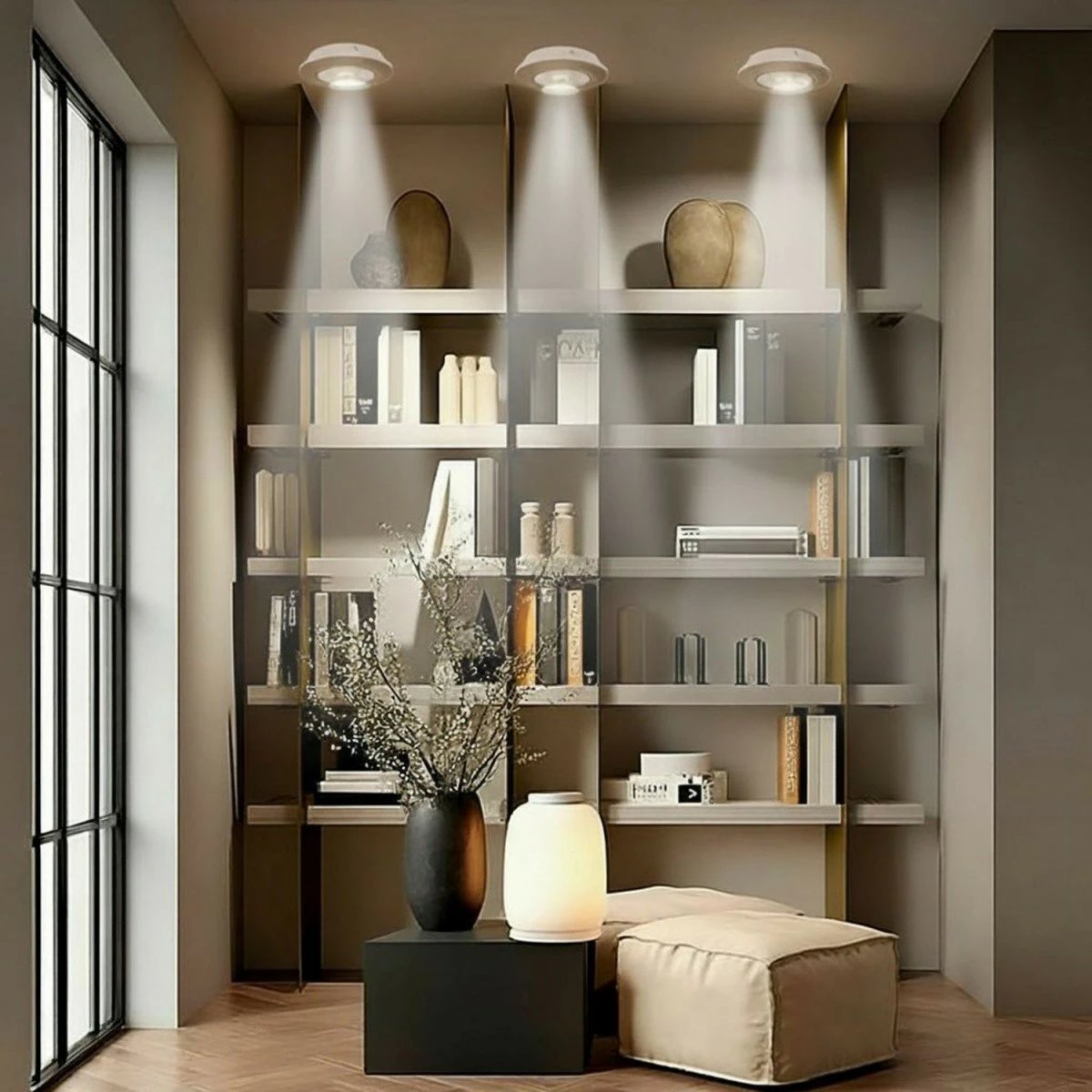 Set llambash LED me telekomandë, Maclean MCE165, rregullim ndriçimi dhe timer 30 min, me bateri 3xAAA, e bardhë, set 6 copë