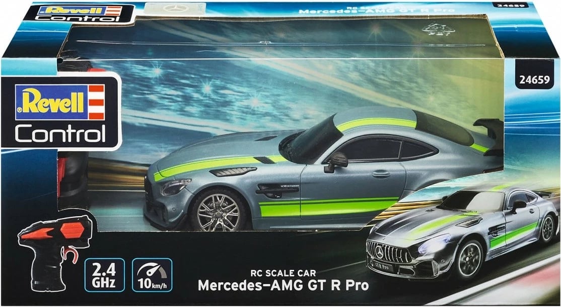 Makine me telekomandë Revell RC Mercedes-AMG GT R Pro, 1:24, Argjend/Jeshi/Kuqe