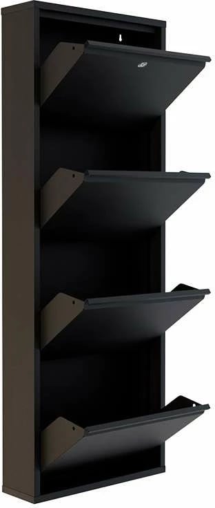 Dollap për këpucë, metalik, 4 pjesë, ngjyrë e zezë, Skye Decor