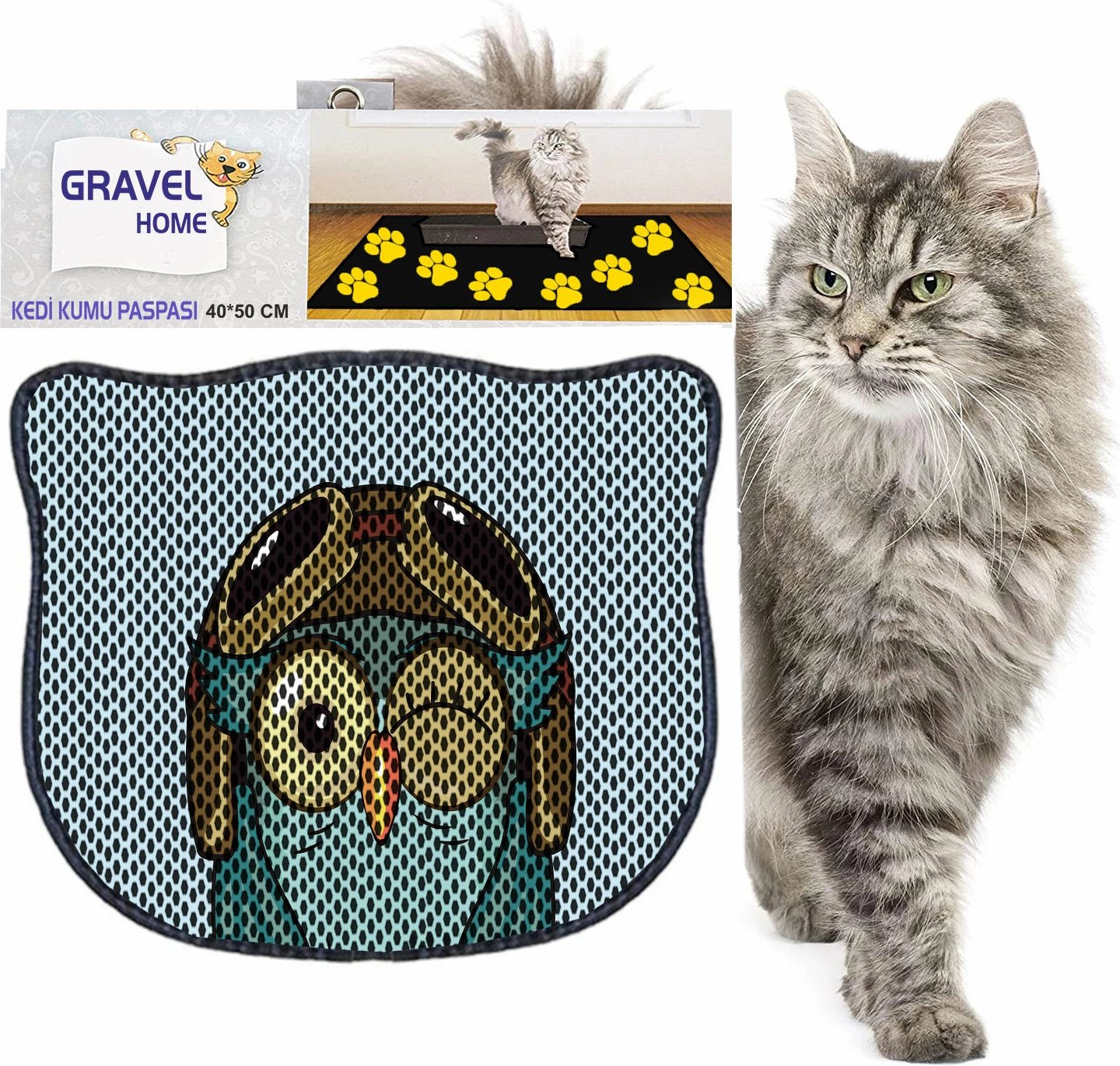 Tapet për rërë maceje, shumëngjyrësh, Paws & Whiskers, Kdkafa0081, 40x50cm