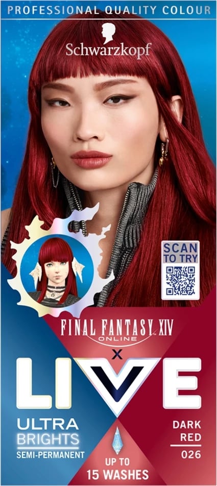 Ngjyrë për flokë për femra Schwarzkopf Live Ultra Brights X Final Fantasy XIV Online 026 Dark Red, 1x50ml
